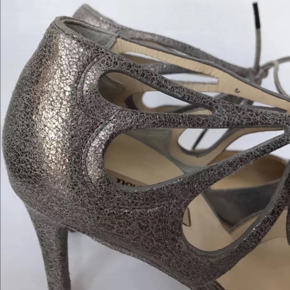 COPY Paul Green Justine Lace- up Strap Silver Heels Pumps Pointed Toe 6 - Picture 7 of 12